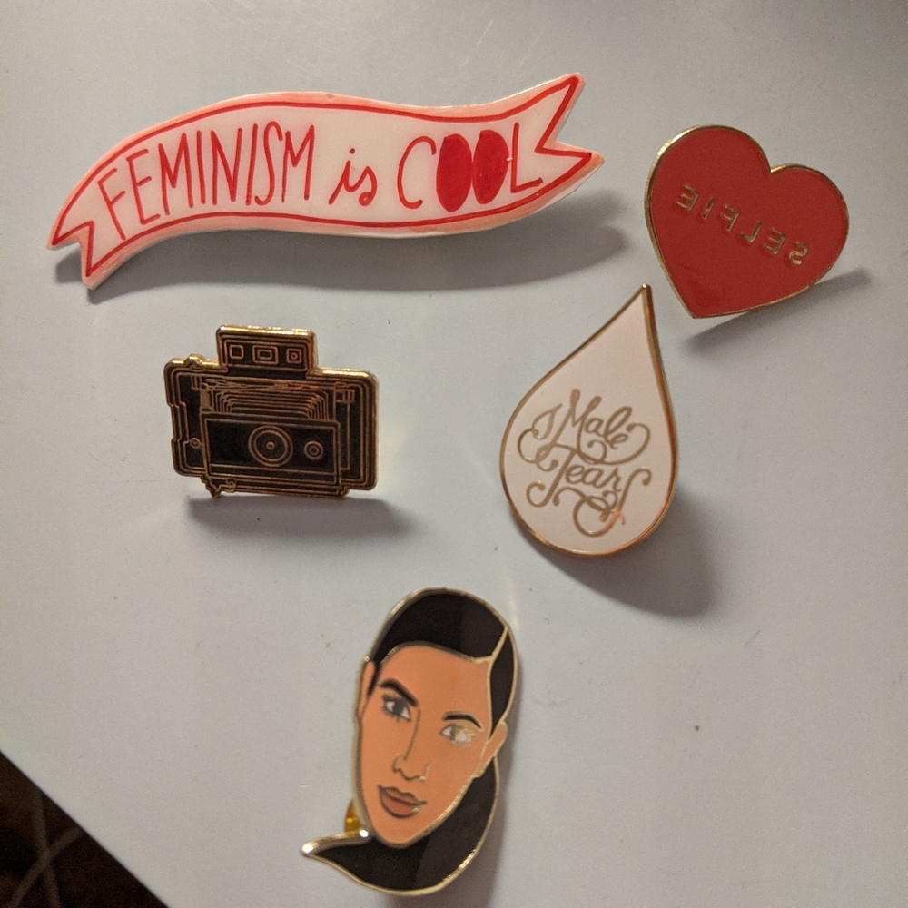 Set of 5 feminist enamel pins
